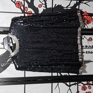 Argenti‎ Notte Vintage Sequin Silk Long-Sleeve Blouse Size Small